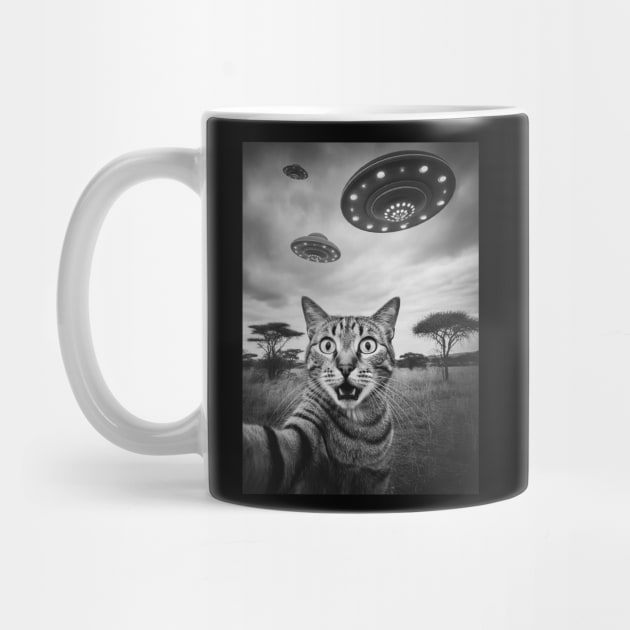 Selfie of Funny Cat and Aliens UFO 3 by Megadorim